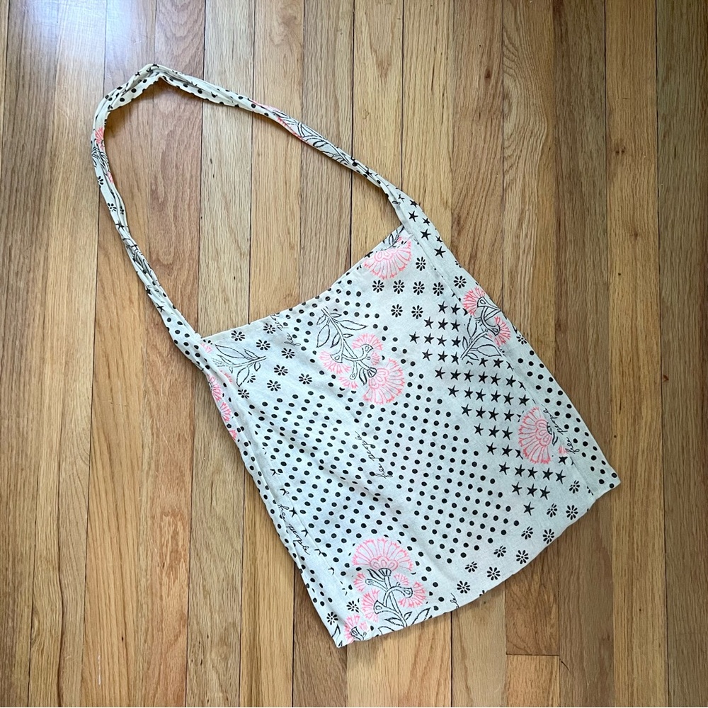 Free people Cotton Boho Floral Polka Dot Reusable Tote Bag